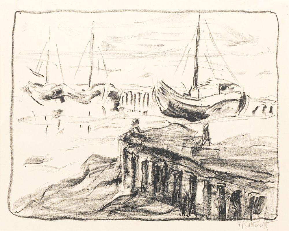 Karl Schmidt-Rottluff - Harbour at low tide Harbour at low tide