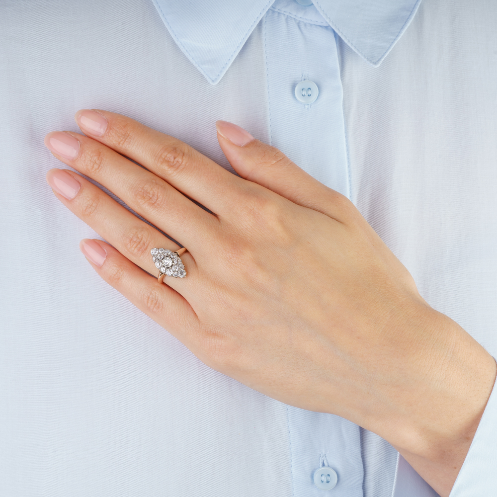 Art Nouveau Diamond Ring - image 2