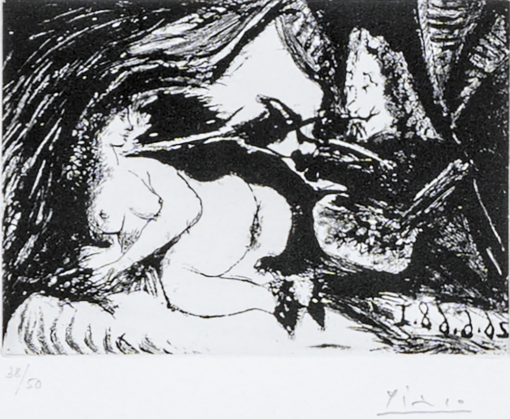 Pablo Picasso - Peintre peignant la nuque de son jeune modèle Peintre peignant la nuque de son jeune modèle