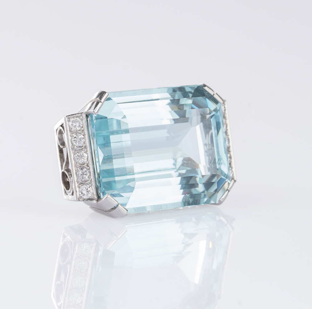 Hochkarätige Aquamarin-Brillant Patentschließe an Kordelkette - Bild 5