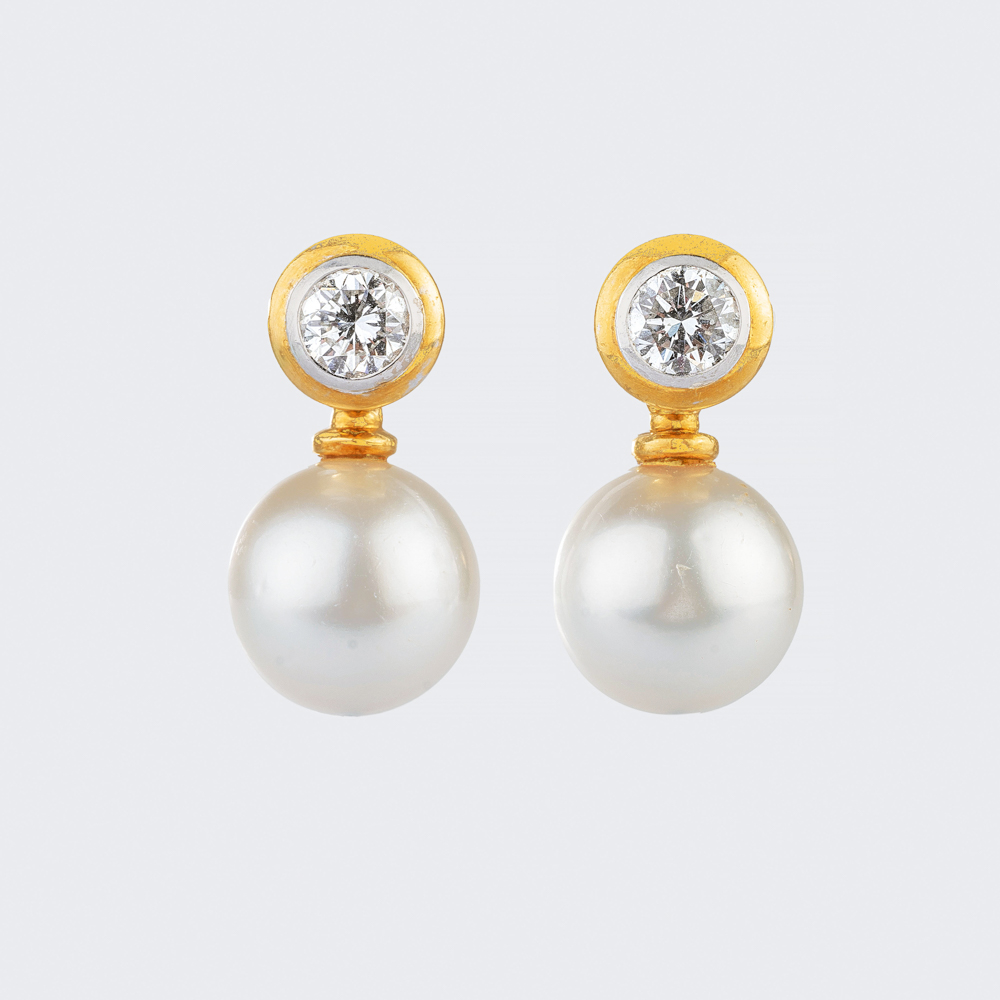 Pair of Pearl Solitaire Earrings