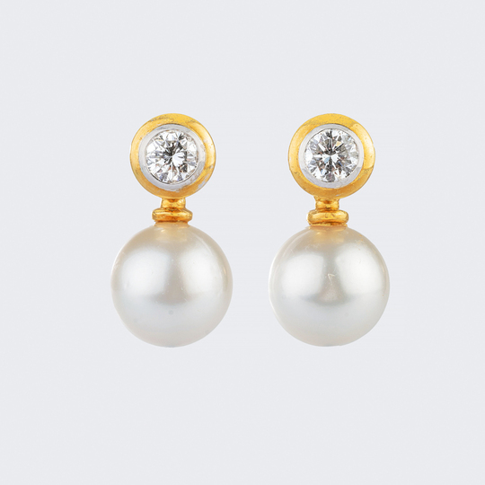 Pair of Pearl Solitaire Earrings