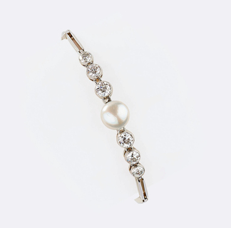 Art Nouveau Diamond Pearl Bracelet
