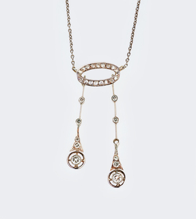 Art Nouveau Diamond Pendant on Necklace