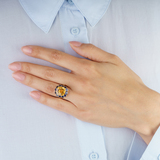 Seltener, natürlicher Yellow-Saphir Ring mit blauen Saphiren - Bild 3