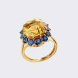 Seltener, natürlicher Yellow-Saphir Ring mit blauen Saphiren - Bild 4