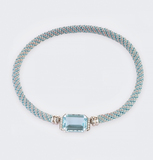 Hochkarätige Aquamarin-Brillant Patentschließe an Kordelkette - Bild 4