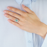 Art Nouveau Emerald Diamond Ring - image 3