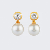 Pair of Pearl Solitaire Earrings