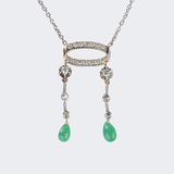 Fine Emerald Diamond Pendant on Necklace