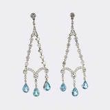 Paar Diamant-Ohrchandeliers mit Aquamarinen 'Santa Maria' - Bild 1