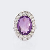 Art-déco Amethyst Diamond Ring - image 1