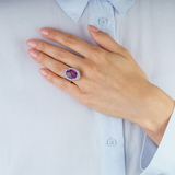 Art-déco Amethyst Diamond Ring - image 3