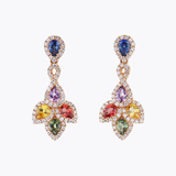 Pair of small Earpendants with multicoloured Sapphires - image 1