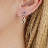 Pair of small Earpendants with multicoloured Sapphires - image 2