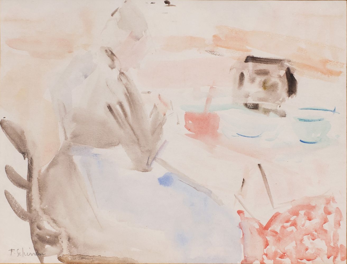 Ferdinand Schirren - Alte Dame an der Tafel Alte Dame an der Tafel