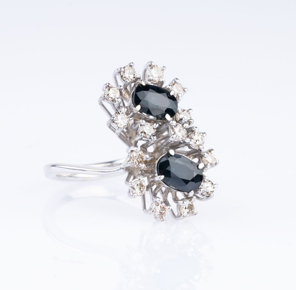 Saphir-Brillant Ring 'Toi-et-Moi' - Bild 2