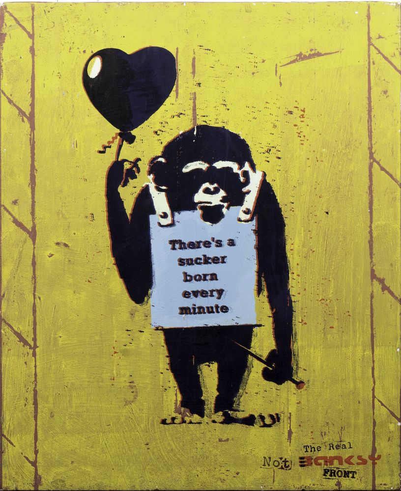 Not Banksy, tätig Anfang 21. Jh. - True Love Fake Art Suckers - Yellow True Love Fake Art Suckers - Yellow