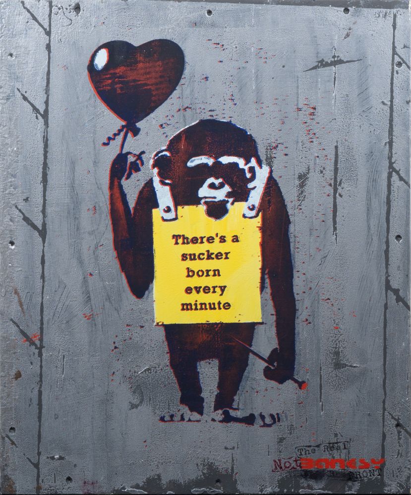 Not Banksy, tätig Anfang 21. Jh. - True Love Fake Art Suckers - Silver True Love Fake Art Suckers - Silver