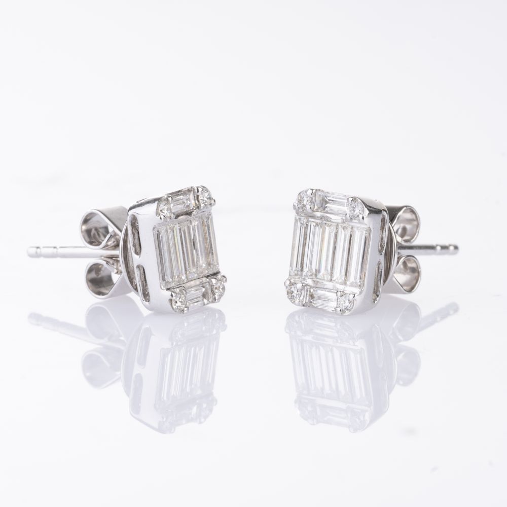 Paar fein-weißer Diamant Ohrstecker - Bild 2