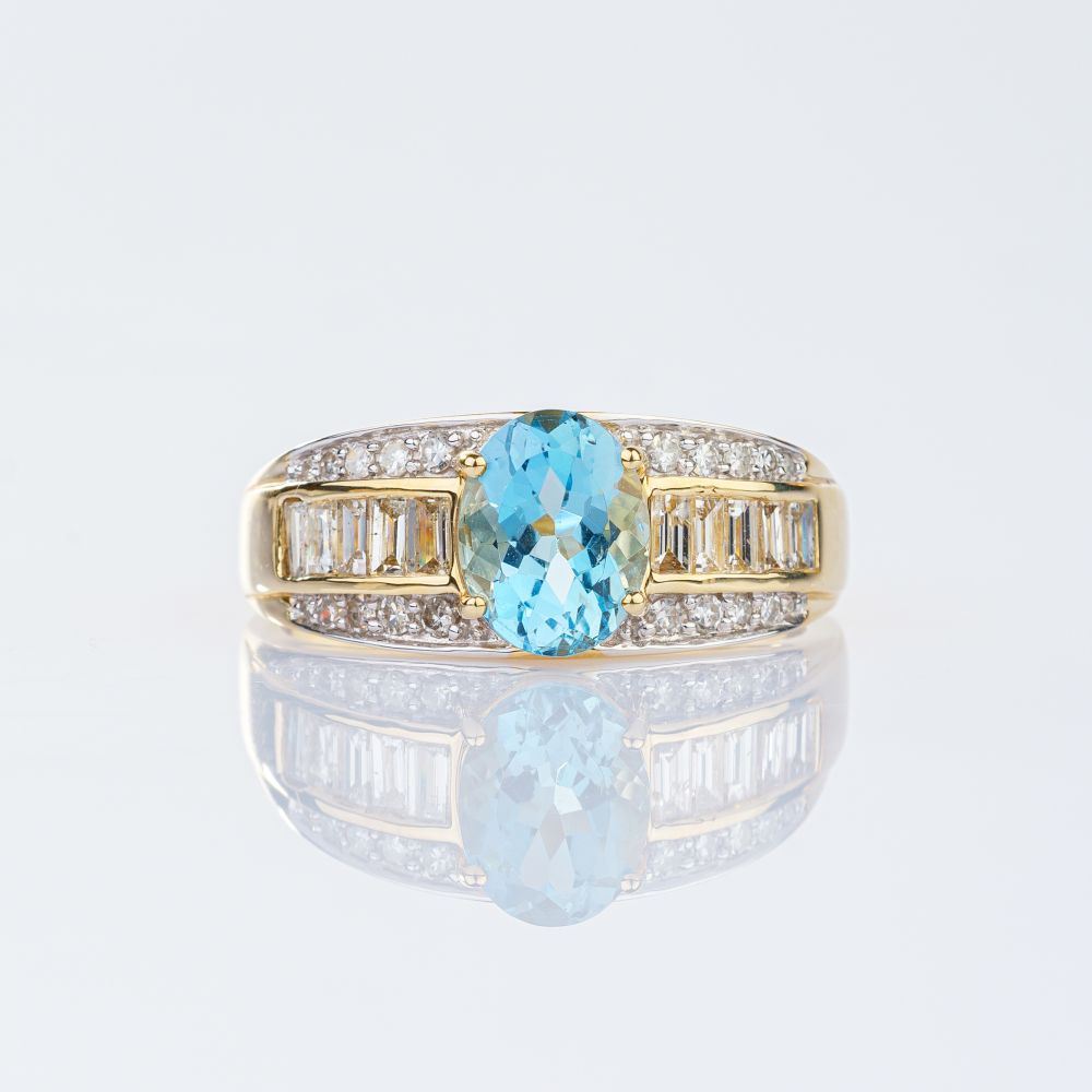 Aquamarin-Diamant Ring