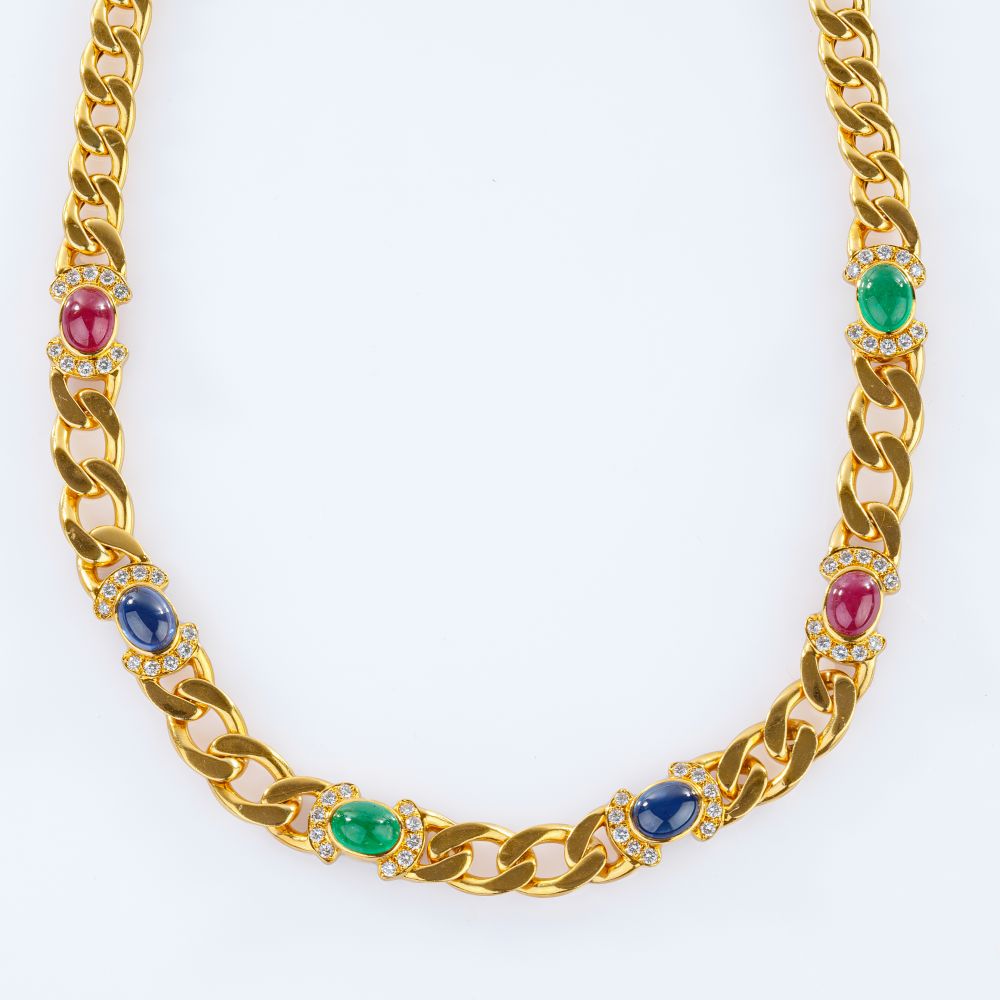 Panzercollier mit Smaragden, Rubinen, Saphiren und Brillanten Panzercollier mit Smaragden, Rubinen, Saphiren und Brillanten