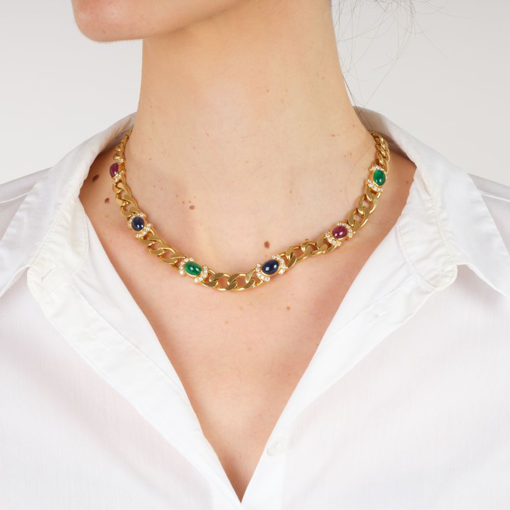 Panzercollier mit Smaragden, Rubinen, Saphiren und Brillanten - Bild 4