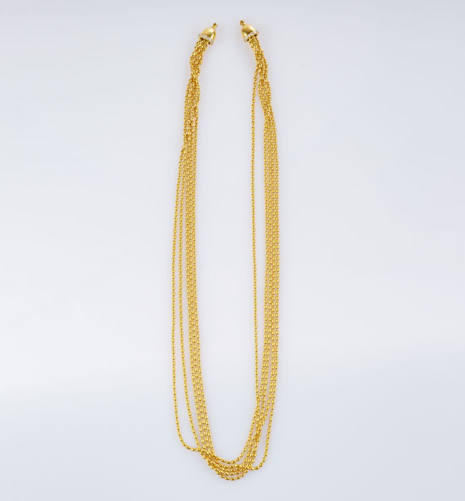 Juwelier Wempe - Multi-Row Gold Necklace with Diamonds by Kim Multi-Row Gold Necklace with Diamonds by Kim