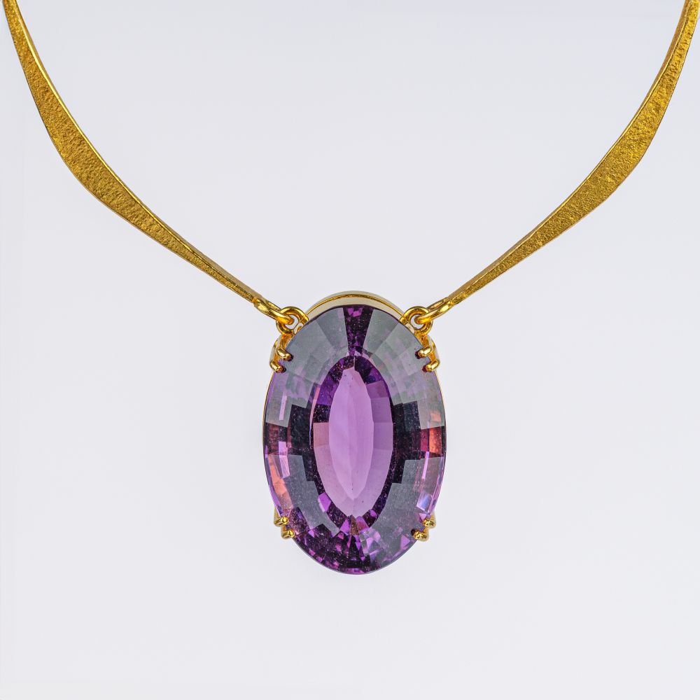 Modernes Amethyst Goldcollier - Bild 2