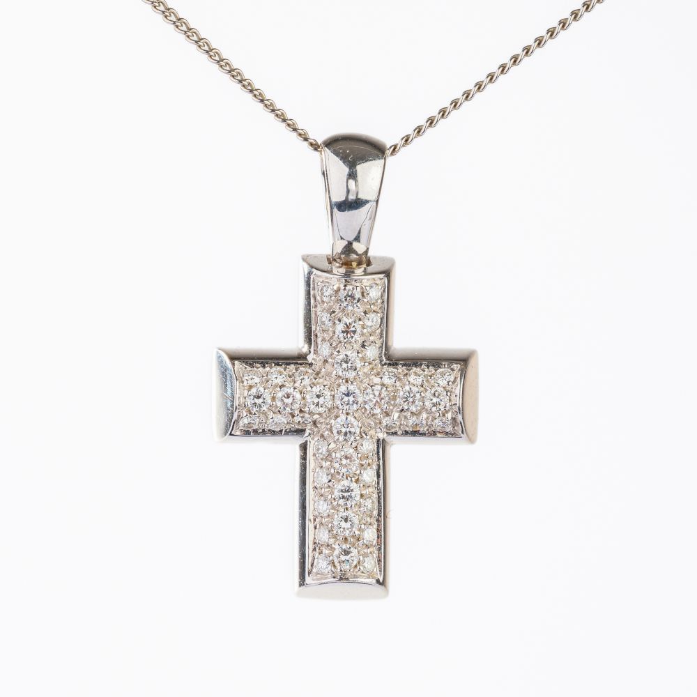 Damiani, gegr. 1924 in Piemont - Brillant Kreuz Anhänger an Kette Brillant Kreuz Anhänger an Kette
