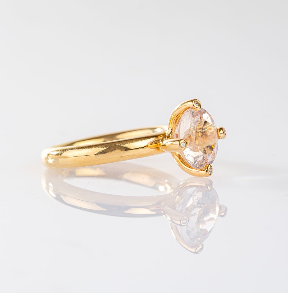 Modern Pink Quartz Ring with Diamonds by Kim - image 2