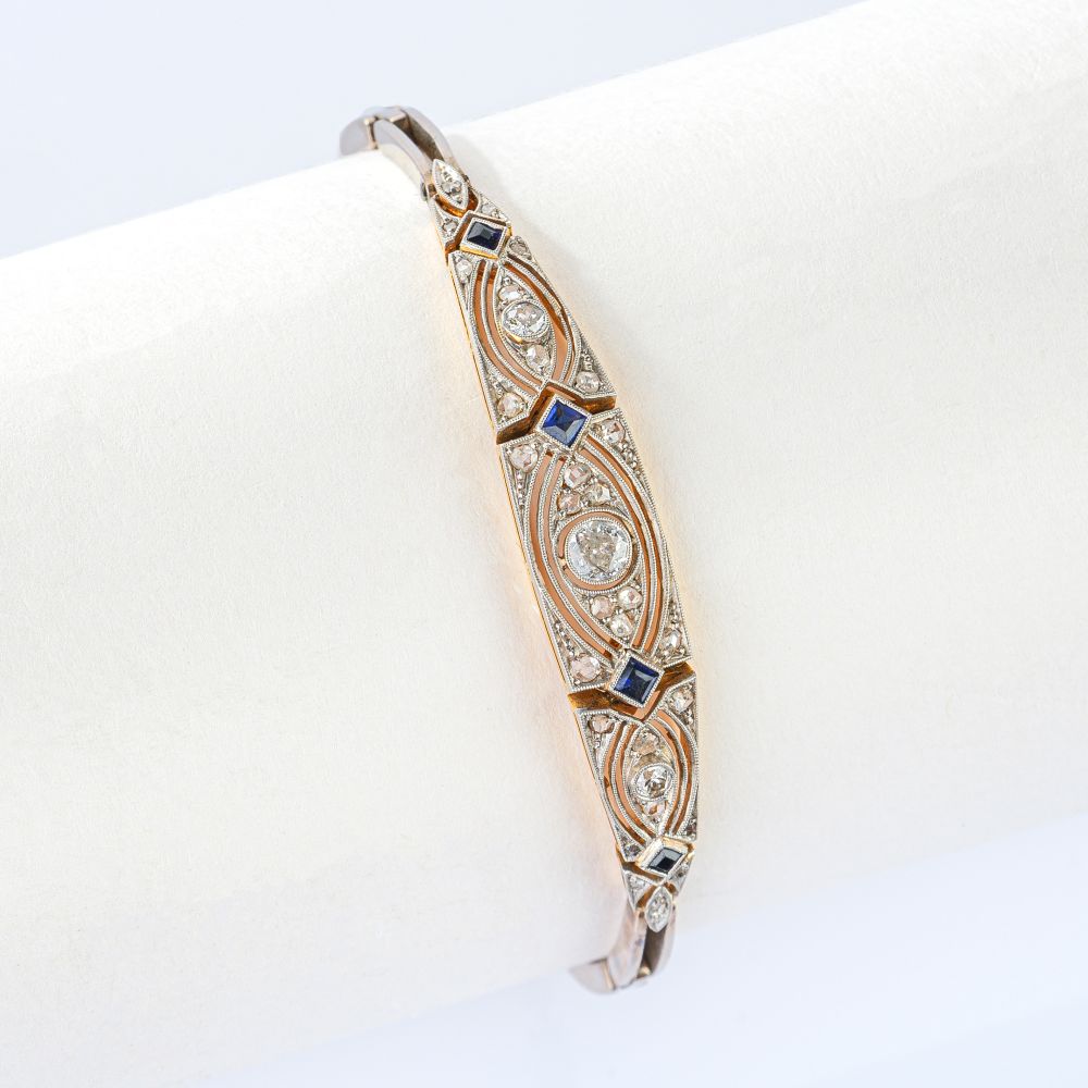 Art-déco Bracelet with Diamonds and Sapphires Art-déco Bracelet with Diamonds and Sapphires