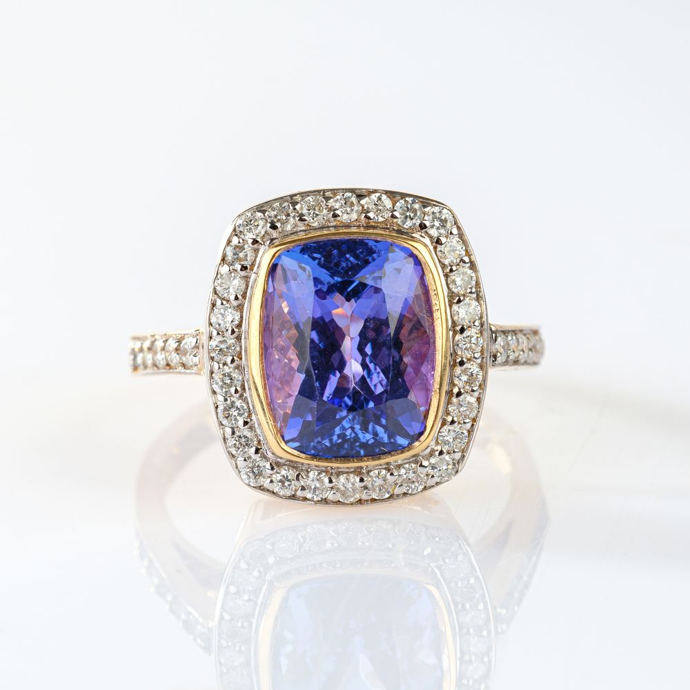 Tansanit-Brillant Ring