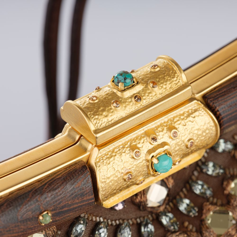 Extravagante Baguettetasche mit farbigem Strassbesatz - Bild 2
