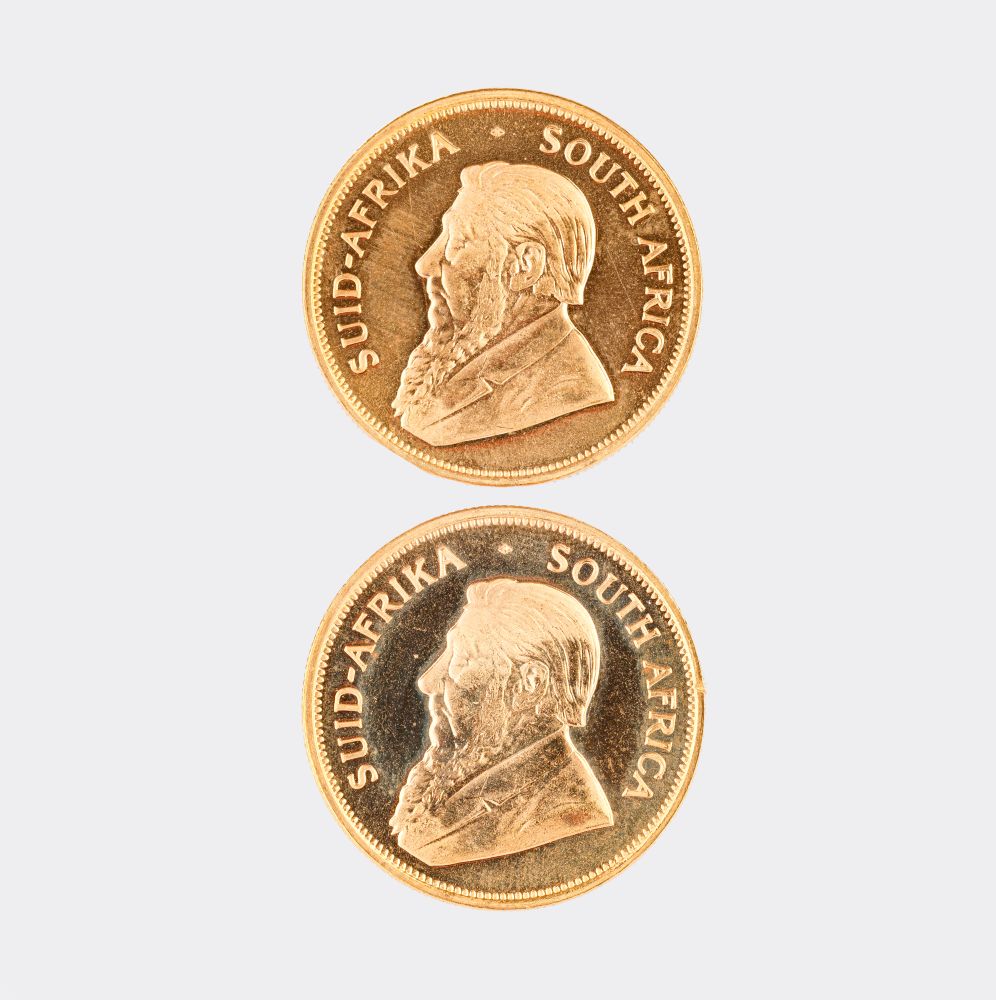 Zwei Goldmünzen Krugerrand Zwei Goldmünzen Krugerrand