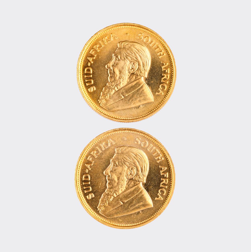 Zwei Goldmünzen Krugerrand Zwei Goldmünzen Krugerrand
