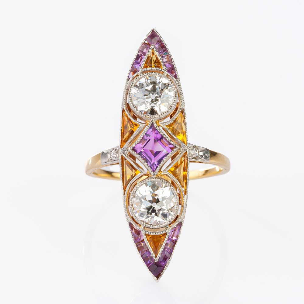 Art Nouveau Ring with Old Cut Diamonds Art Nouveau Ring with Old Cut Diamonds