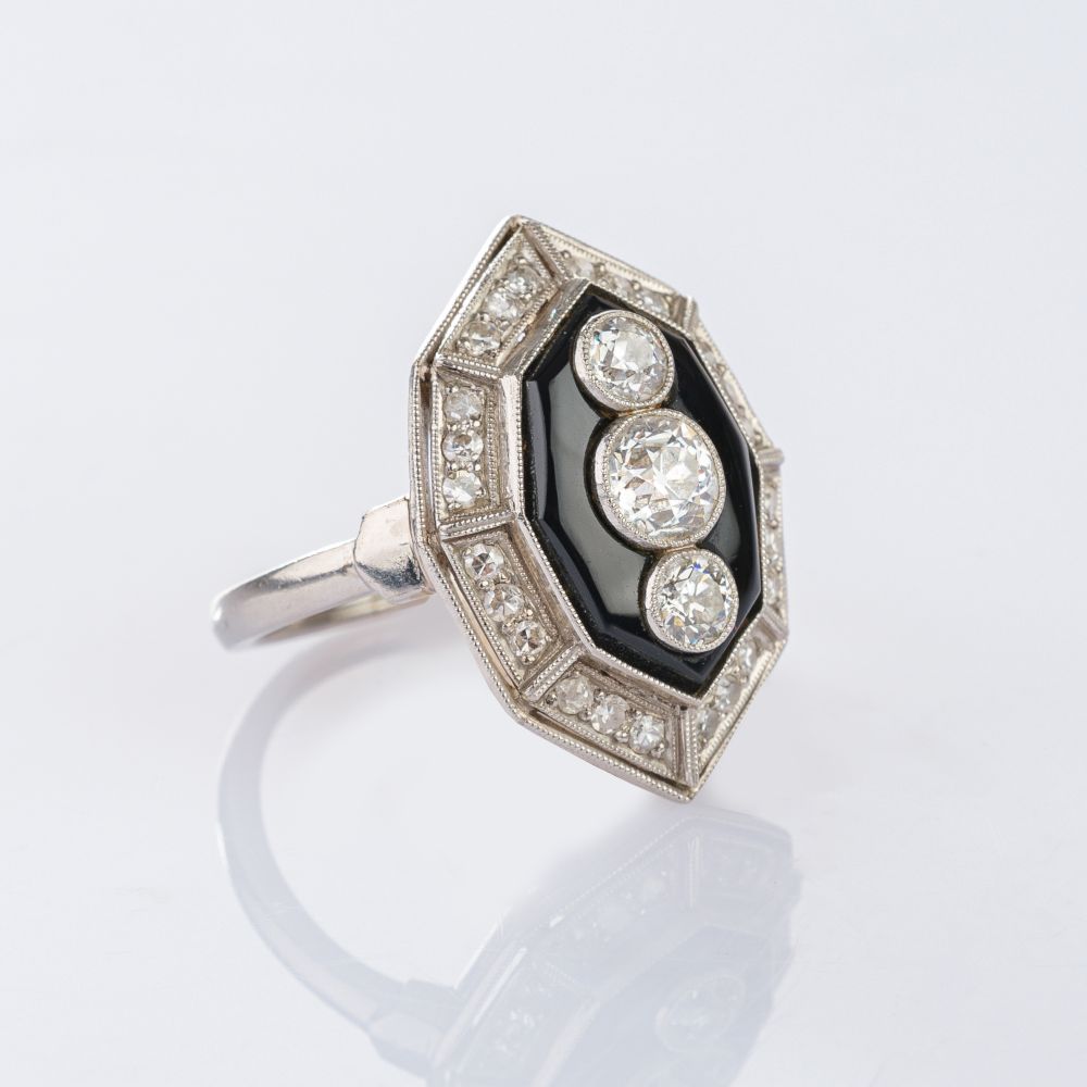 Jugendstil Onyx-Diamant Ring - Bild 2