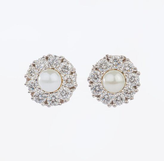 Pair of Pearl Diamonds Earstuds