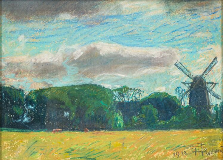 Landschaft mit Mühle