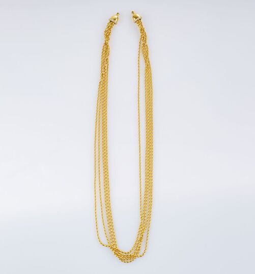 Multi-Row Gold Necklace with Diamonds by Kim