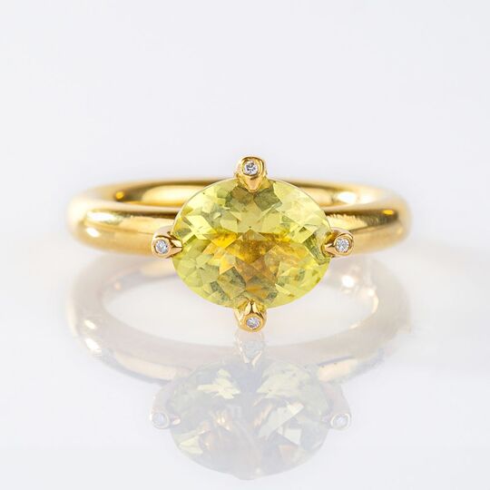 Modern Citrine Ring with Diamonds by Kim