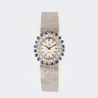 Damen-Armbanduhr mit Diamanten und Saphiren