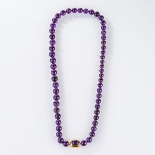 Amethyst Collier mit Goldschließe