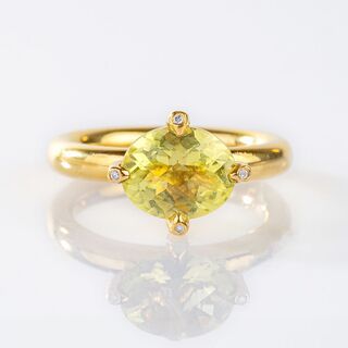 Modern Citrine Ring with Diamonds by Kim