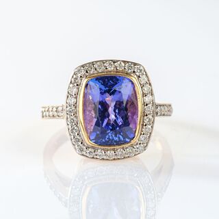 Tansanit-Brillant Ring