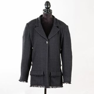 Langer Tweedblazer mit Kettenapplikationen