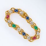 Gold Bracelet with Emeralds, Rubies, Sapphires and Diamonds - image 1