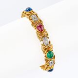 Gold Bracelet with Emeralds, Rubies, Sapphires and Diamonds - image 2