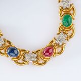 Gold Bracelet with Emeralds, Rubies, Sapphires and Diamonds - image 3